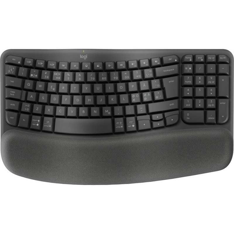 Logitech Wave Keys клавиатура Офисная РЧ беспроводной + Bluetooth QWERTY Датский, Финский, Норвежский, Шведский Графит