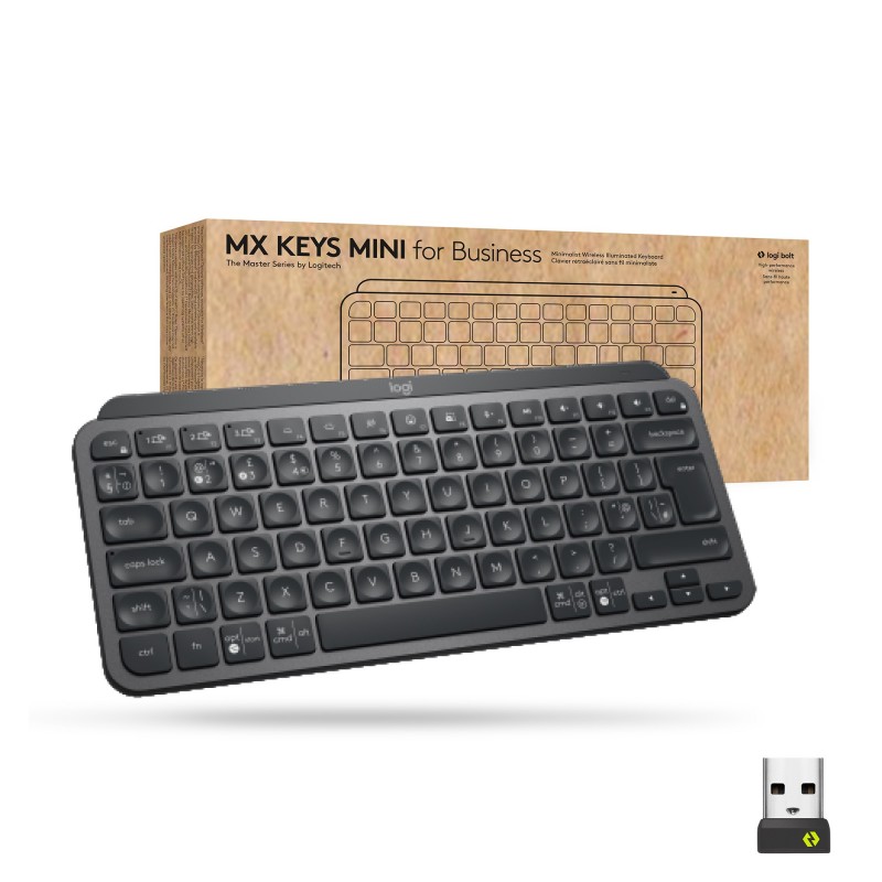 Logitech Mx Keys Mini For Business tastatūra Birojs RF bezvadu sakari + Bluetooth QWERTY Angļu Grafīts