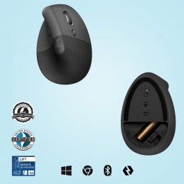 Logitech Lift pele Birojs Labā roka RF bezvadu sakari + Bluetooth Optisks 4000 DPI