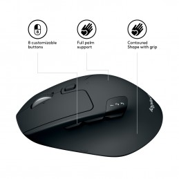 Logitech M720 pele Birojs Labā roka RF bezvadu sakari + Bluetooth Optisks 1000 DPI