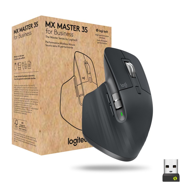 Logitech MX Master 3s for Business компьютерная мышь Офисная Для правой руки РЧ беспроводной + Bluetooth Лазерная 8000 DPI