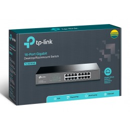 TP-Link TL-SG1016D сетевой коммутатор Неуправляемый L2 Gigabit Ethernet (10 100 1000) Черный