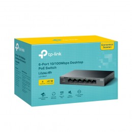 TP-Link LiteWave LS106LP сетевой коммутатор Неуправляемый Fast Ethernet (10 100) Питание по Ethernet (PoE) Черный