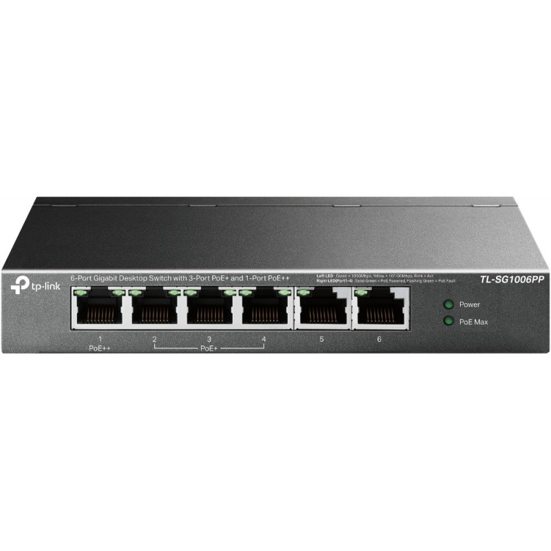 TP-Link TL-SG1006PP сетевой коммутатор Неуправляемый Gigabit Ethernet (10 100 1000) Питание по Ethernet (PoE) Серый