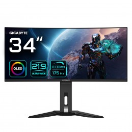 GIGABYTE MO34WQC монитор для ПК 86,4 cm (34") 3440 x 1440 пикселей Wide Quad HD OLED Черный