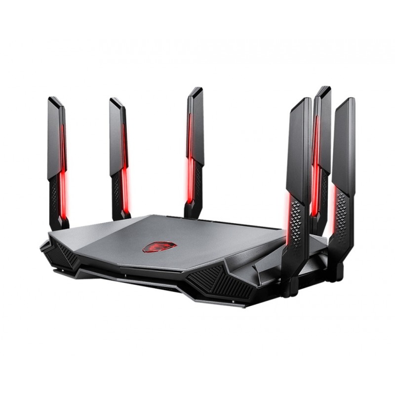 MSI RADIX AXE6600 WIFI 6E TRI-BAND беспроводной маршрутизатор Гигабитный Ethernet Двухдиапазонный (2,4Ггц 5Ггц) Черный, Красный