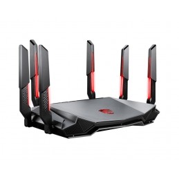 MSI RADIX AXE6600 WIFI 6E TRI-BAND bezvadu rūteris Tīkls Gigabit Ethernet Divkāršā frekvenču josla (2.4 GHz   5 GHz) Melns,