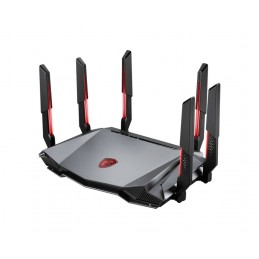 MSI RADIX AXE6600 WIFI 6E TRI-BAND bezvadu rūteris Tīkls Gigabit Ethernet Divkāršā frekvenču josla (2.4 GHz   5 GHz) Melns,