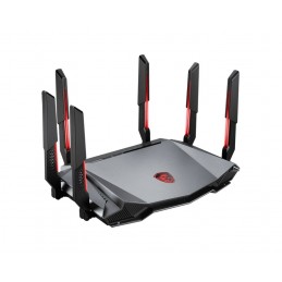 MSI RADIX AXE6600 WIFI 6E TRI-BAND bezvadu rūteris Tīkls Gigabit Ethernet Divkāršā frekvenču josla (2.4 GHz   5 GHz) Melns,