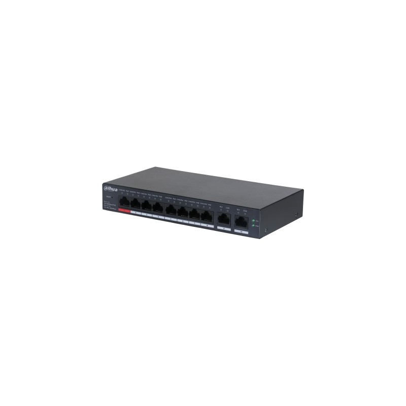 Dahua Technology DH-CS4010-8ET-110 tīkla pārslēgs Vadīts L2 Fast Ethernet (10 100) Power over Ethernet (PoE) Melns