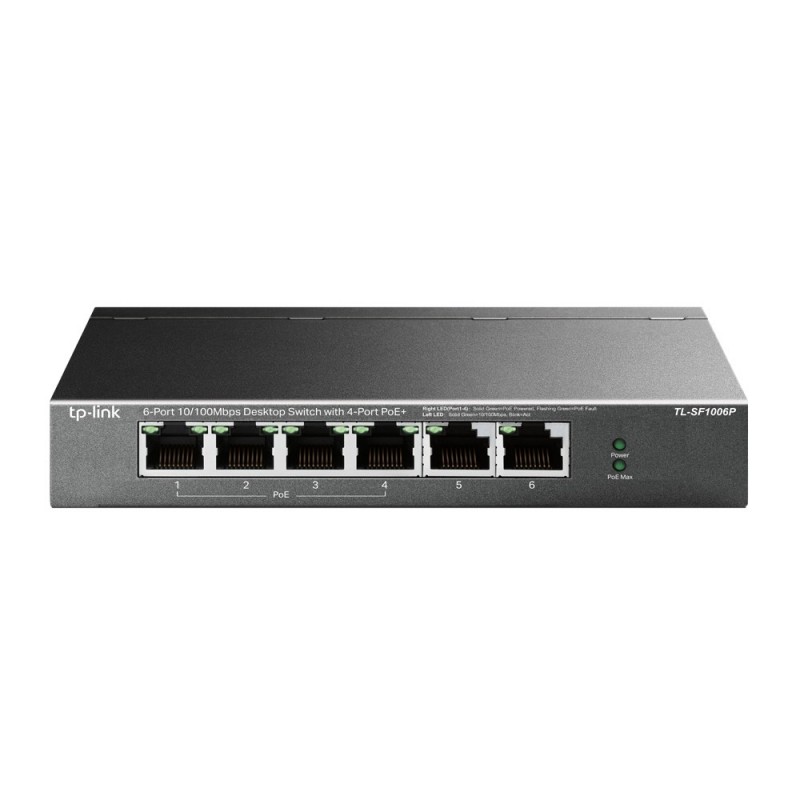 TP-Link TL-SF1006P tīkla pārslēgs Nepārvaldīts Fast Ethernet (10 100) Power over Ethernet (PoE) Melns