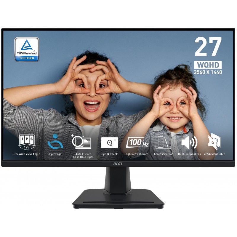 MSI Pro MP275Q monitori 68,6 cm (27") 2560 x 1440 pikseļi Wide Quad HD LED Melns