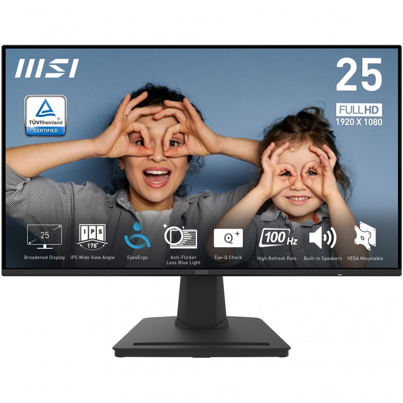 MSI PRO MP252 monitori 62,2 cm (24.5") 1920 x 1080 pikseļi Full HD LED Melns