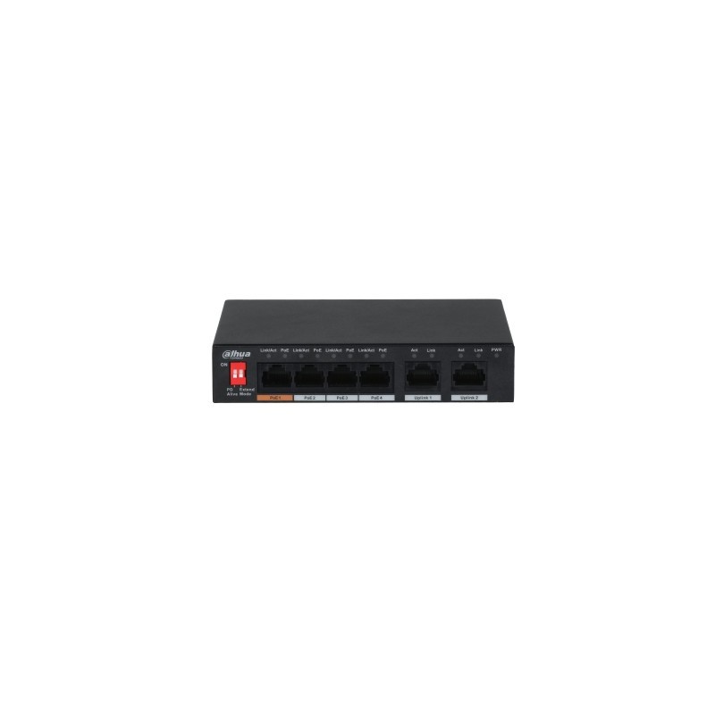 Dahua Technology PFS3006-4ET-60 Nepārvaldīts L2 Fast Ethernet (10 100) Power over Ethernet (PoE) Melns