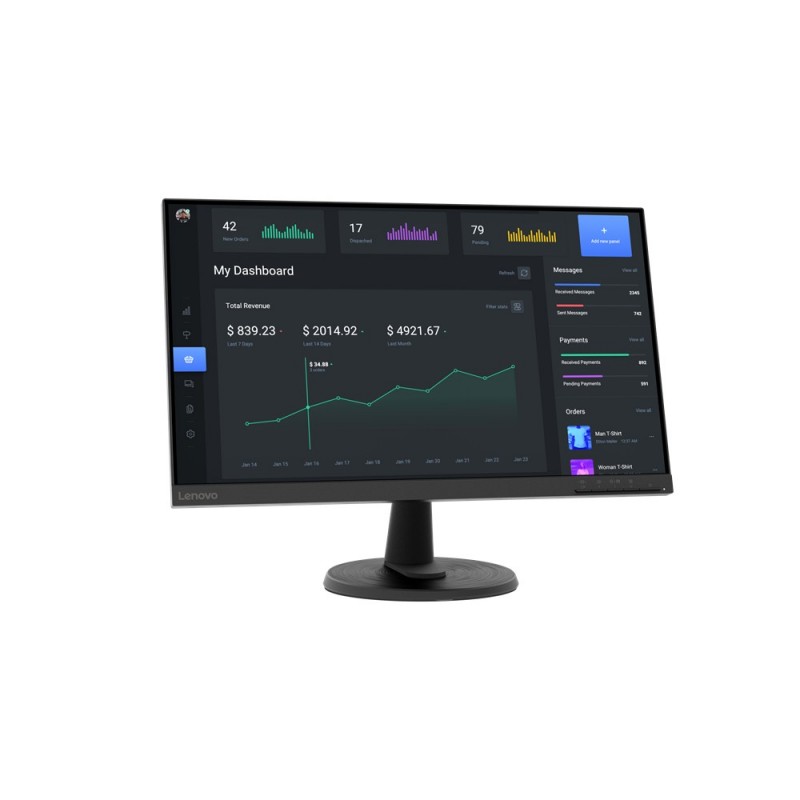 Lenovo D24-40 monitori 60,5 cm (23.8") 1920 x 1080 pikseļi Full HD LED Melns