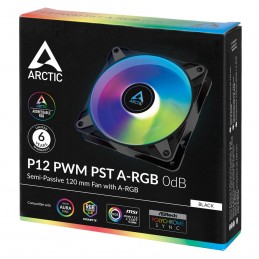 ARCTIC P12 PWM PST A-RGB 0dB Datora korpusam Ventilators 12 cm Melns, Balts 1 pcs