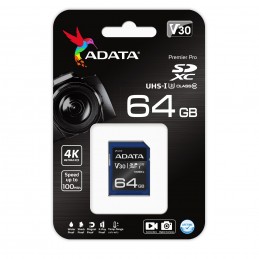 ADATA ASDX64GUI3V30S-R zibatmiņa 64 GB SDXC UHS-I Klases 10