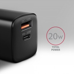 Axagon ACU-PQ20 wall charger QC3.0 AFC FCP+ PD type-C 20 W - schwarz - USB Typ C Mobilais telefons, Viedtālrunis, Viedais rokas