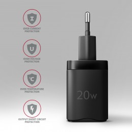 Axagon ACU-PD20 wall charger 1x QC3.0 AFC FCP PD type-C, 20W, black Мобильный телефон, Смартфон, Умные часы, Планшет,