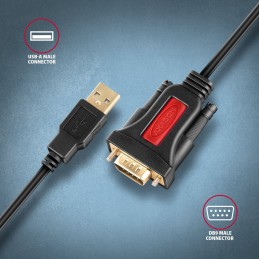 Axagon ADS-1PSN USB-A 2.0 - serial RS-232 DB9-M Prolific adapter cable 1.5m - Adapter - Digital Daten seriālais kabelis Melns