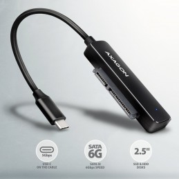 Axagon ADSA-FP2C USB-C 5Gbps - SATA 6G, 2.5 SSD HDD SLIM adapter - Adapter - Digital Daten interfeisa karte adapteris USB