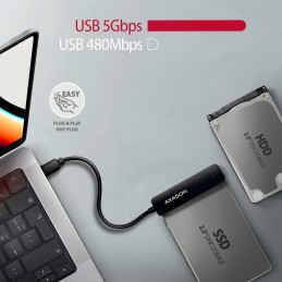 Axagon ADSA-FP2C USB-C 5Gbps - SATA 6G, 2.5 SSD HDD SLIM adapter - Adapter - Digital Daten interfeisa karte adapteris USB