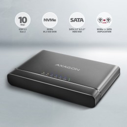 Axagon ADSA-CC USB-C 10Gbps - NVMe M.2 SSD & SATA 2.5 3.5 SSD HDD CLONE MASTER 2 - Digital Daten - NVMe USB 3.2 Gen 2 (3.1 Gen