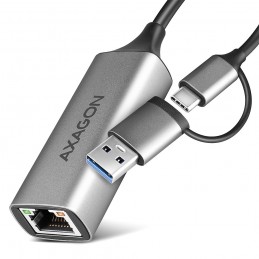 Axagon ADE-TXCA Gigabit Ethernet Adapter USB-C+ USB-A - titangrau - Adapter - Digital Daten 1000 Mbit s