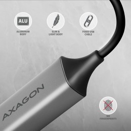 Axagon ADE-TXCA Gigabit Ethernet Adapter USB-C+ USB-A - titangrau - Adapter - Digital Daten 1000 Mbit s