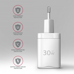 Axagon ACU-PD30W wall charger 1x QC3.0 AFC FCP PD type-C 30W white Mobilais telefons, Viedtālrunis, Viedais rokas pulkstens