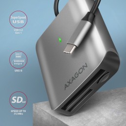 Axagon CRE-S3C karšu lasītājs USB 3.2 Gen 1 (3.1 Gen 1) Type-C Pelēks