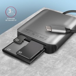 Axagon CRE-S3C karšu lasītājs USB 3.2 Gen 1 (3.1 Gen 1) Type-C Pelēks