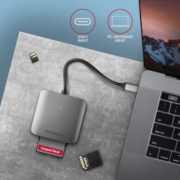 Axagon CRE-S3C karšu lasītājs USB 3.2 Gen 1 (3.1 Gen 1) Type-C Pelēks