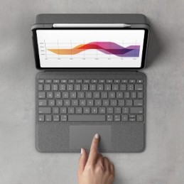 Logitech Folio Touch QWERTY Ziemeļvalstu Smart Connector Pelēks