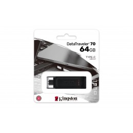 Kingston Technology DataTraveler 70 USB флеш накопитель 64 GB USB Type-C 3.2 Gen 1 (3.1 Gen 1) Черный