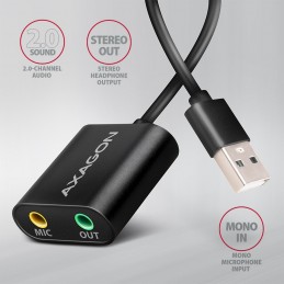 Axagon ADA-12 USB 2.0 Stereo Audio Mini-Adapter 15 cm Kabellänge - Kabel - Audio Multimedia 2.0 kanāli