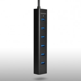 Axagon HUE-SA7BP interfeisa centrmezgls USB 3.2 Gen 1 (3.1 Gen 1) Type-A 5000 Mbit s Melns