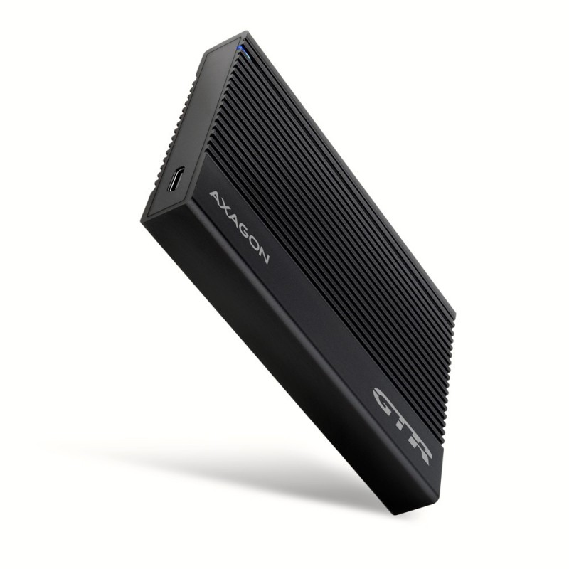 Axagon EE25-GTR USB-C 3.2 Gen 2 - SATA 6G 2.5\" externes Festplattengehäuse geriffelt HDD SSD korpuss Melns 2.5"