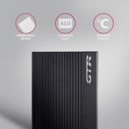 Axagon EE25-GTR USB-C 3.2 Gen 2 - SATA 6G 2.5\" externes Festplattengehäuse geriffelt HDD SSD korpuss Melns 2.5"