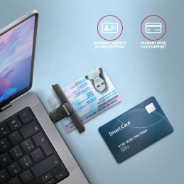 Axagon CRE-SMPC USB-C Smart card ID card PocketReader viedkaršu nolasītājs Iekštelpas USB Veids-C Melns