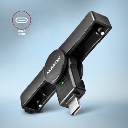 Axagon CRE-SMPC USB-C Smart card ID card PocketReader viedkaršu nolasītājs Iekštelpas USB Veids-C Melns