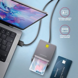 Axagon CRE-SM3T USB Smart card Flat считыватель сим-карт Для помещений USB 2.0 Черный