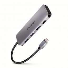 Axagon HMC-HCR3A 3x USB-A+ HDMI+ SD microSD USB-C 3.2 Gen 1 hub 20cm Проводная USB 3.2 Gen 1 (3.1 Gen 1) Type-A Серый