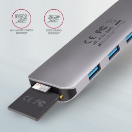 Axagon HMC-HCR3A 3x USB-A+ HDMI+ SD microSD USB-C 3.2 Gen 1 hub 20cm Проводная USB 3.2 Gen 1 (3.1 Gen 1) Type-A Серый