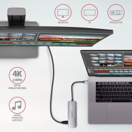 Axagon HMC-HCR3A 3x USB-A+ HDMI+ SD microSD USB-C 3.2 Gen 1 hub 20cm Проводная USB 3.2 Gen 1 (3.1 Gen 1) Type-A Серый