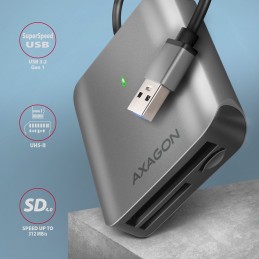 Axagon CRE-S3 External card reader USB-A 3.2 Gen 1 3-slot & lun SD microSD CF кардридер USB 3.2 Gen 1 (3.1 Gen 1) Type-A Серый