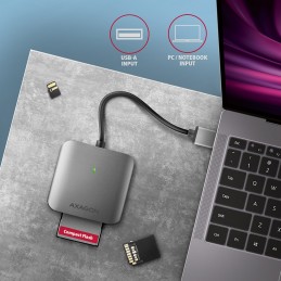 Axagon CRE-S3 External card reader USB-A 3.2 Gen 1 3-slot & lun SD microSD CF кардридер USB 3.2 Gen 1 (3.1 Gen 1) Type-A Серый