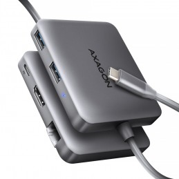 Axagon N HMC-5HL USB 5Gbps hub 2x USB-A HDMI 4k 60Hz RJ-45 GLAN PD 100W kabel USB-C Проводная USB 3.2 Gen 1 (3.1 Gen 1) Type-C