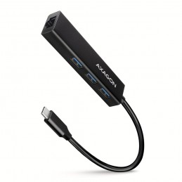 Axagon HMC-GL3A USB-C-Hub 3x USB-A Gbit-LAN schwarz USB 3.2 Gen 1 (3.1 Gen 1) Type-C 5000 Мбит с Черный