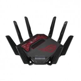 ASUS ROG Rapture GT-BE19000 bezvadu rūteris Multi-Gigabit Ethernet Trīs diapazoni (2,4 GHz   5 GHz   6 GHz) Melns, Sarkans